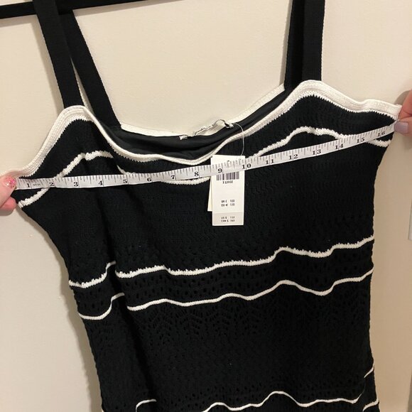 Abercrombie and Fitch Black with White Stripes Crochet Midi Dress with Straps XL - Picture 5 of 5